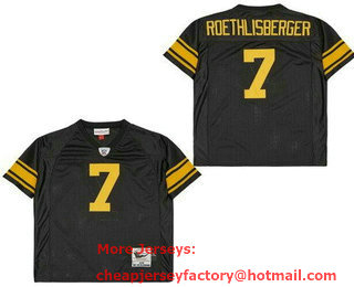 Men's Pittsburgh Steelers #7 Ben Roethlisberger Black Yellow 2008 Throwback Jersey
