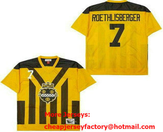 Men's Pittsburgh Steelers #7 Ben Roethlisberger Yellow Throwback Jersey