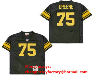 Men's Pittsburgh Steelers #75 Joe Greene Black Yellow 1975 Throwback Jersey