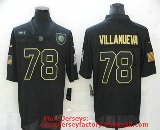 Men's Pittsburgh Steelers #78 Alejandro Villanueva Black 2020 Salute To Service Stitched NFL Nike Limited Jersey
