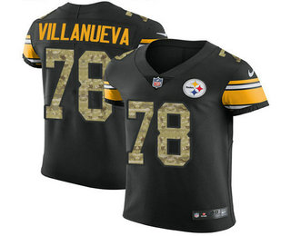 Men's Pittsburgh Steelers #78 Alejandro Villanueva Black With Camo Stitched NFL Nike Elite Jersey
