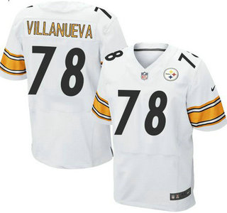 Men's Pittsburgh Steelers #78 Alejandro Villanueva White Road NFL Nike Elite Jersey