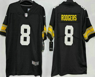 Men's Pittsburgh Steelers #8 Aaron Rodgers Limited Black Alternate Vapor Jersey