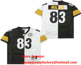 Men's Pittsburgh Steelers #83 Heath Miller Black White Split 2005 Throwback Jersey