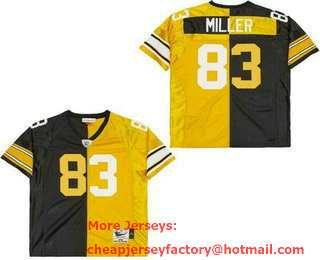 Men's Pittsburgh Steelers #83 Heath Miller Black Yellow Split Throwback Jersey