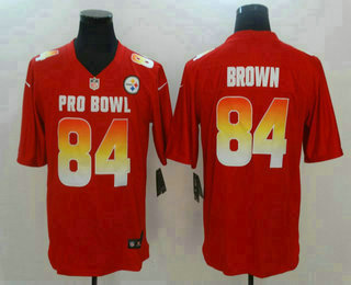 Men's Pittsburgh Steelers #84 Antonio Brown Red 2019 Pro Bowl Stitched NFL Nike Game Jersey