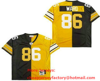Men's Pittsburgh Steelers #86 Hines Ward Black Yellow Split Throwback Jersey