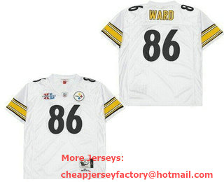 Men's Pittsburgh Steelers #86 Hines Ward White XL Super Bowl Throwback Jersey