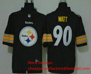 Men's Pittsburgh Steelers #90 T. J. Watt Black 2020 Big Logo Vapor Untouchable Stitched NFL Nike Fashion Limited Jersey