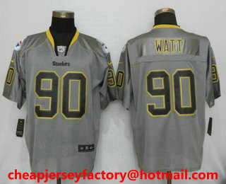 Men's Pittsburgh Steelers #90 T. J. Watt Lights Out Gray NFL Nike Elite Jersey