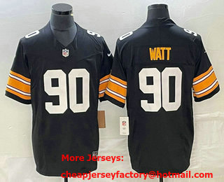 Men's Pittsburgh Steelers #90 TJ Watt Black 2023 FUSE Vapor Limited Stitched Throwback Jersey