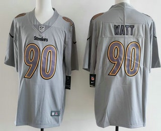 Men's Pittsburgh Steelers #90 TJ Watt Limited Grey Fashion Vapor Jersey