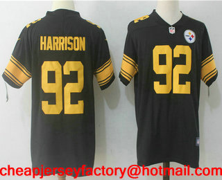 Men's Pittsburgh Steelers #92 James Harrison Black 2016 Color Rush Stitched NFL Nike Limited Jersey