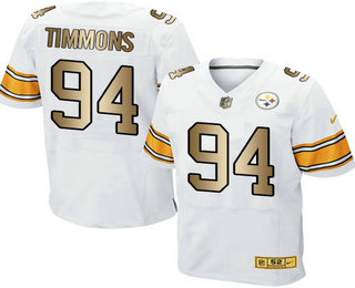Men's Pittsburgh Steelers #94 Lawrence Timmons White With Gold Stitched NFL Nike Elite Jersey