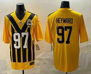 Men's Pittsburgh Steelers #97 Cameron Heyward Limited Yellow Throwback Jersey