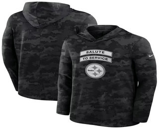 Men's Pittsburgh Steelers Black 2026 Salute to Service Sideline Lightweight Hoodie Long Sleeve Top