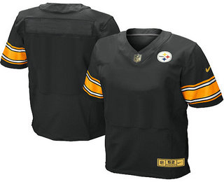 Men's Pittsburgh Steelers Blank Black With Gold Stitched NFL Nike Elite Jersey