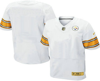 Men's Pittsburgh Steelers Blank White With Gold Stitched NFL Nike Elite Jersey