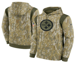 Men's Pittsburgh Steelers Camo 2021 Salute To Service Therma Performance Pullover Hoodie