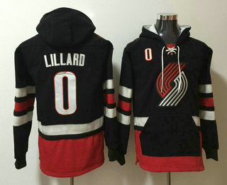 Men's Portland Blazaers #0 Damian Lillard NEW Black Pocket Stitched NBA Pullover Hoodie
