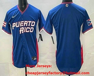 Men's Puerto Rico Blank Blue 2026 World Baseball Classic Cool Base Jersey