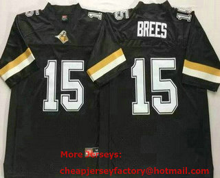 Men's Purdue Boilermakers #15 Drew Brees Black College Football Jersey