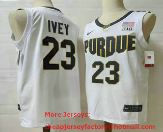 Men's Purdue Boilermakers #23 Jaden Ivey White College Basketball Jersey