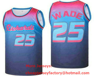 Men's Richards High School #25 Dwyane Wade Blue Basketball Jersey