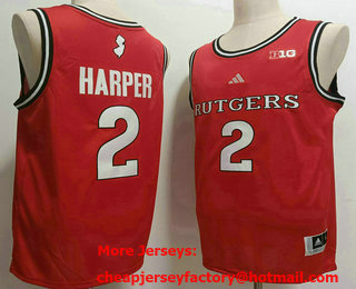 Men's Rutgers Scarlet Knights #2 Dylan Harper Red College Basketball Swingman Stitched Jersey
