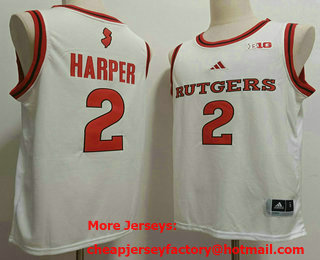 Men's Rutgers Scarlet Knights #2 Dylan Harper White College Basketball Swingman Stitched Jersey