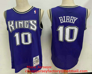 Men's Sacramento Kings #10 Mike Bibby Purple Hardwood Classics Soul Swingman Stitched NBA Throwback Jersey