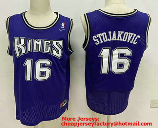 Men's Sacramento Kings #16 Peja Stojakovic Purple Swingman Jersey
