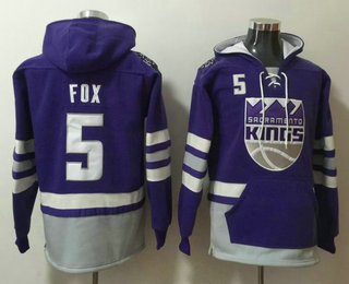 Men's Sacramento Kings #5 DeAaron Fox NEW Purple Pocket Stitched NBA Pullover Hoodie