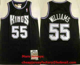 Men's Sacramento Kings #55 Jason Williams 1998-99 Black Hardwood Classics AU Stitched Throwback Jersey