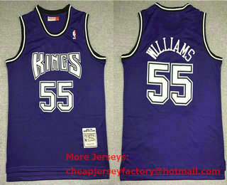 Men's Sacramento Kings #55 Jason Williams 1998-99 Purple Hardwood Classics Soul Swingman Stitched NBA Throwback Jersey