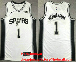 Men's San Antonio Spurs #1 Victor Wembanyama White Icon Sponsor Swingman Jersey