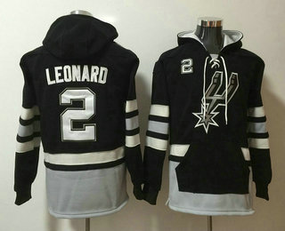 Men's San Antonio Spurs #2 Kawhi Leonard NEW Black Pocket Stitched NBA Pullover Hoodie