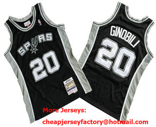 Men's San Antonio Spurs #20 Manu Ginobili Black Hardwood Classics Soul Swingman Throwback Jersey