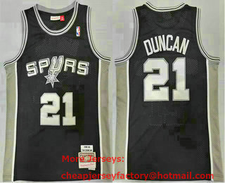 Men's San Antonio Spurs #21 Tim Duncan Black 1998-99 Hardwood Classics Soul Swingman Throwback Jersey
