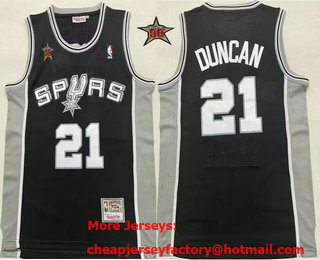 Men's San Antonio Spurs #21 Tim Duncan Black 1998 All Star Hardwood Classics Swingman Throwback Jersey