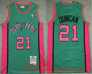 Men's San Antonio Spurs #21 Tim Duncan Green 1998-99 Hardwood Classics Soul Swingman Throwback Jersey