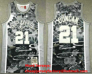 Men's San Antonio Spurs #21 Tim Duncan Grey Rabbit Swingman Throwback Jersey