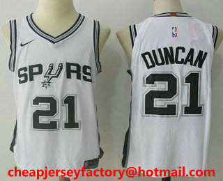 Men's San Antonio Spurs #21 Tim Duncan White 2017-2018 Nike Authentic Stitched NBA Jersey