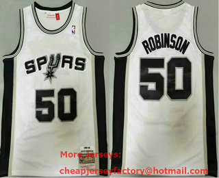 Men's San Antonio Spurs #50 David Robinson White 1998-99 Hardwood Classics Soul Swingman Throwback Jersey