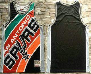 Men's San Antonio Spurs Black Big Face Mitchell Ness Hardwood Classics Soul Swingman Throwback Jersey