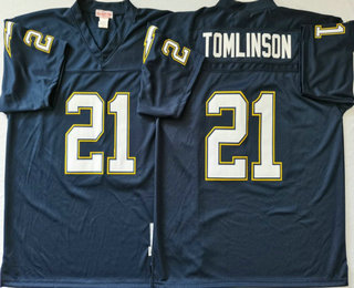 Men's San Diego Chargers #21 LaDainian Tomlinson Dark Blue Throwback Jersey by Mitchell & Ness