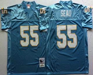 Men's San Diego Chargers #55 Junior Seau Light Blue Throwback Jersey by Mitchell & Ness