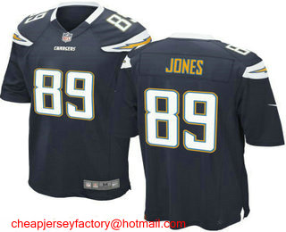 Men's San Diego Chargers #89 James Jone Navy Blue Team Color Stitched NFL Nike Elite Jersey
