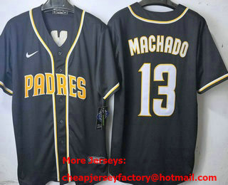 Men's San Diego Padres #13 Manny Machado 2026 Black Fashion Cool Base Jersey