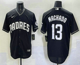 Men's San Diego Padres #13 Manny Machado Black Lights Out Limited Stitched Jersey